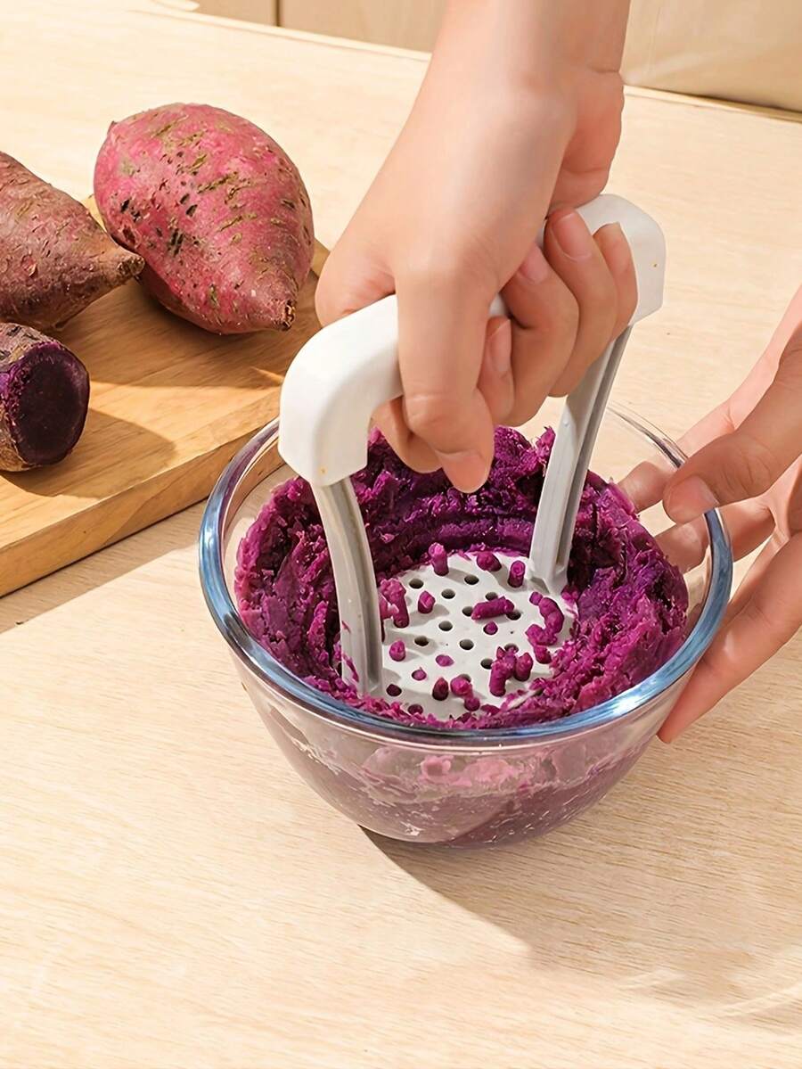 1個/2個/3個手動波浪形馬鈴薯搗碎器，廚房工具，可用於搗碎馬鈴薯、制作嬰兒食品 - 白色 - 查看 1