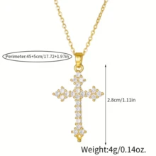 A Diamond Studded Cross Necklace - Yellow Gold - View 2