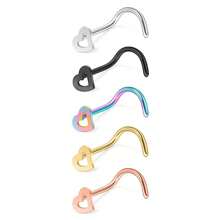5 Stücke Nasenstecker-set Aus 316l Edelstahl Mit Cut Out Herz Für Frauen Und Mädchen, Hypoallergener Nasenstift Mit Schraube Für Den Körper, Piercingschmuck, Geeignet Für Das Tägliche Tragen Auf Partys