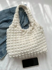 Túi đeo vai in họa tiết đám mây & bong bóng & hoa thời trang, túi vest mới cho nữ sinh, túi tote vải đơn giản để mua sắm, túi đi học, di động, có thể gập lại, sức chứa lớn, dành cho nữ sinh trung học nữ sinh đại học túi trở lại trường, nhẹ, giản dị cổ điển, thích hợp cho nữ sinh trung học nữ sinh đại học, hoàn hảo cho ngày trở lại trường, ngày đầu tiên đi học - Màu be - Xem 7