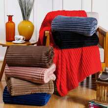 Striped Velvety Ribbed Blanket For Couples 2.00x1.80m - Màu hồng gỉ - Xem 5