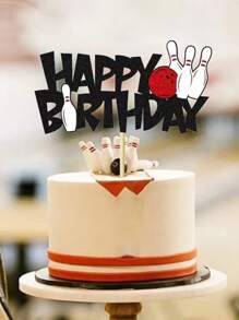 1pc Bowling Happy Birthday Cake Topper Decoration - Multicolor - View 1