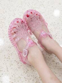 儿童凉鞋，宝宝沙滩鞋，夏季女童平底公主鞋，水晶果冻凉鞋