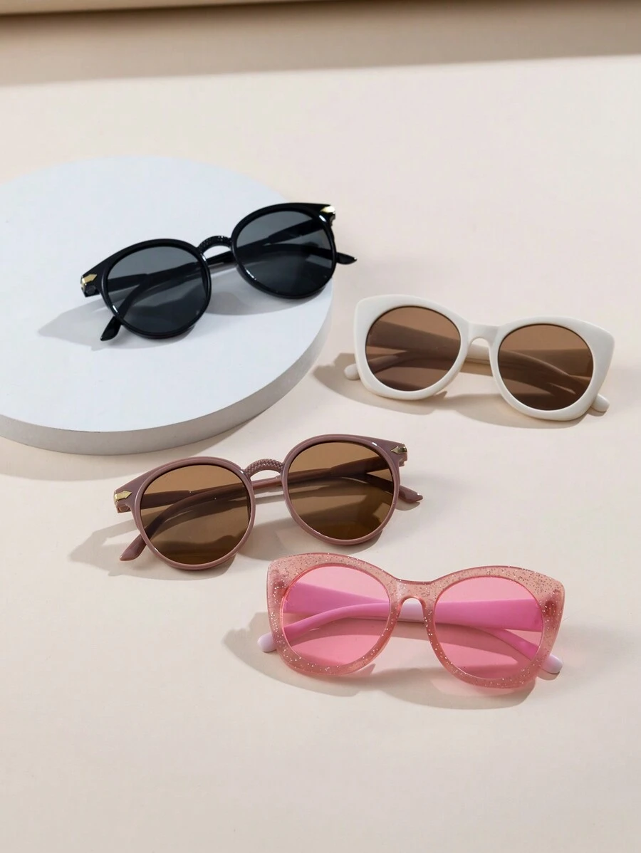 4pcs Kids PC Oval-Arrow Cat Eye Fashion Glasses Set For Outing And Decoration - Multicolor - View 1