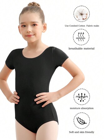 Maillot clásico de ballet de manga corta para niña joven, ropa básica de ballet para práctica de baile y actuaciones de equipo