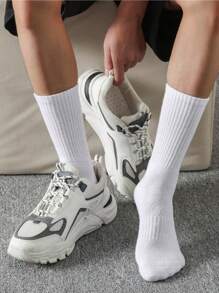Sports Outdoor 10pairs/Pack Unisex Solid Color Mid-Calf Compression Socks For Outdoor Sports And Travel