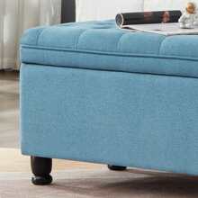WellMall Bed End Storage Ottoman Bench,Linen Upholstered Storage Benches For Bedroom,Tufted 45" Long Ottoman Bench With Storage For Living Room Entryway Window - 淺藍色 - 查看 7