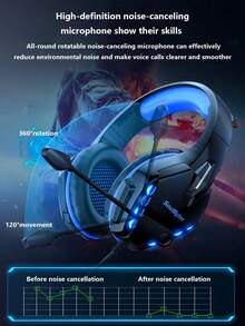 K31 有線電競耳機，擁有發光標誌，重低音，黑色 - 黑色 - 查看 3