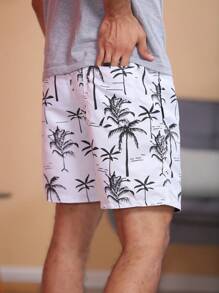 Men Beach Shorts - 黑與白 - 查看 2