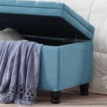 WellMall Bed End Storage Ottoman Bench,Linen Upholstered Storage Benches For Bedroom,Tufted 45" Long Ottoman Bench With Storage For Living Room Entryway Window - 淺藍色 - 查看 6