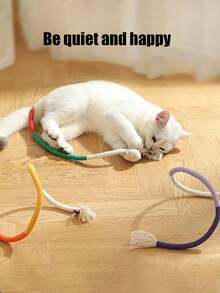 1pc Cat Toy With Biting Rope, Worm-Shaped Fruit Grinding Teeth Stick, Self-Entertaining And Teasing Stick With Rope - Multicolor - View 2