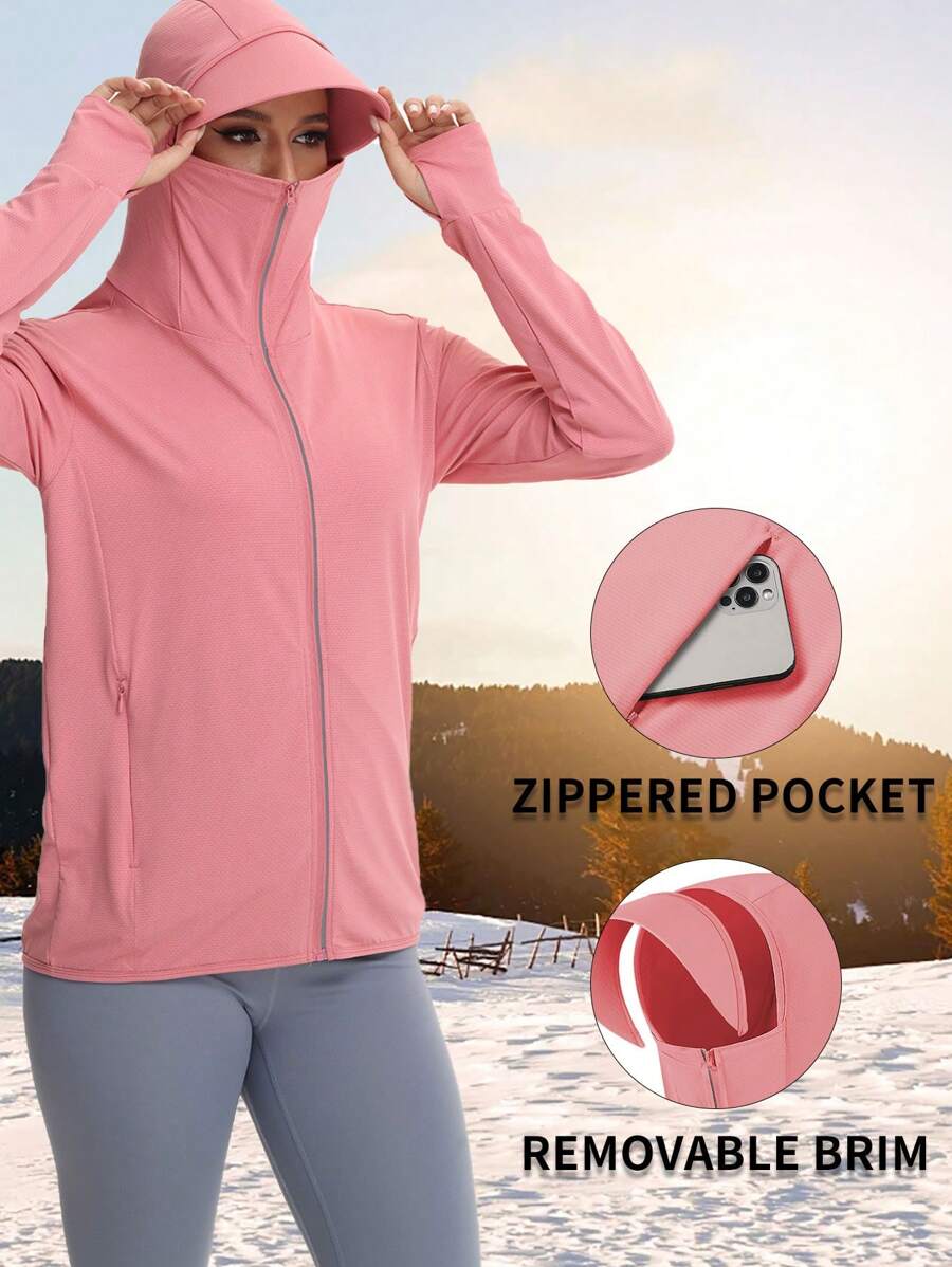 Summer New Fishing Clothes Sunscreen Clothing Detachable Multicolor Skin Protection Anti-UV Clothing Fashionable Skin Protection Clothes Pink Jacket