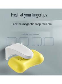 1pc Wall Mounted Soap Holder, Magnetic Soap Rack, Drain Soap Storage Rack, Bathroom Accessories - View 5