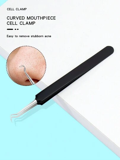 1个不锈钢黑头去除镊子，粉刺痤疮瑕疵去除工具，用于皮肤护理