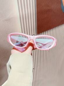 1 件女士粉色 Y2K 风格运动时尚眼镜，适合海滩、音乐节，粉色眼镜适合夏季海滩度假、户外、旅行