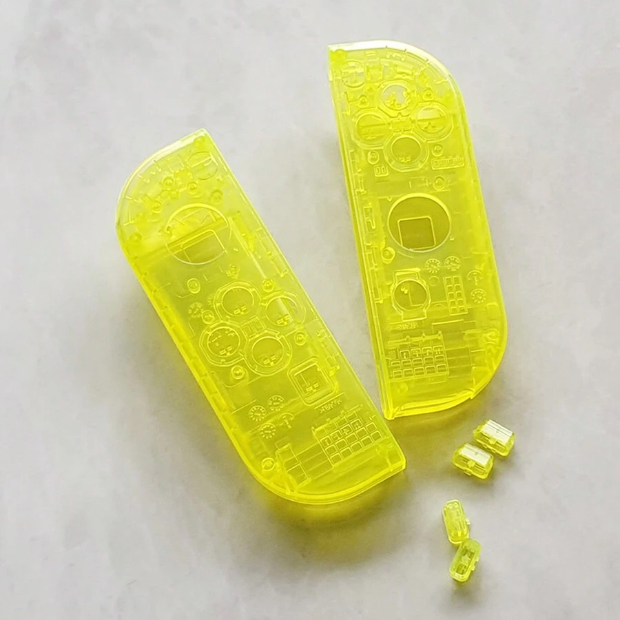 Replacement Shell Compatible With Switch And Switch OLED Joy-Con Controllers, Left And Right Transparent Yellow Joy Con Housing Shell With SLSR Buttons - Yellow - View 1