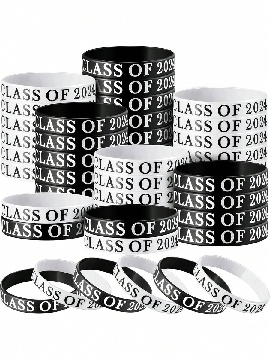 15 pièces Bracelets en silicone Classe de 2024 Bracelets de graduation