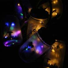 1 件，太阳能灯笼仙女灯，花园装饰灯 - 户外悬挂磨砂玻璃梅森罐灯，适用于树、桌子、庭院、花园、露台、草坪装饰万圣节圣诞节感恩节礼物 - 粉紅四彩 - 查看 4