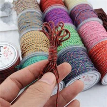 1 pieza 5 yardas Cuerda de línea dorada de 2.5mm, cuerda de nudo chino macramé para hacer joyería para pulsera Shamballa - Elige colores - Ver 3
