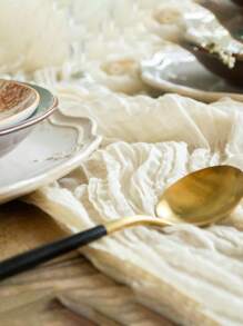 1入褶皺桌布，紗布乾酪布桌墊皺布，婚禮/生日/派對/節日桌面裝飾 - 象牙 - 查看 6