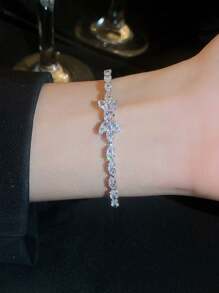 Một chiếc vòng tay Cubic Zirconia hình nơ hở ngày lễ tình nhân, mẹ, mẹ, ngày của mẹ, quà tặng - nơ - Xem 15