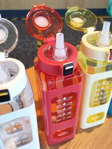 1 件，700 毫升运动水壶，便携式吸管杯，运动型塑料便携式方形水壶，4 种颜色 - 方形水杯 - 查看 3