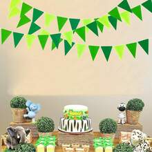 12面多色毛毡三角旗，散装，适用于盛大开业、嘉年华主题生日派对装饰、户外活动、教室装饰等。 - 軍綠色 - 查看 4