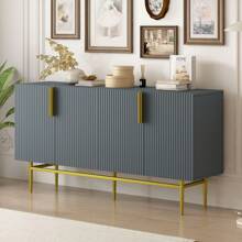 Nestfair Modern Elegant 4-Door Sideboard Gold Metal Handle Buffet Cabinet - Xám - Xem 2