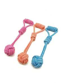 7-Inch Medium Size Cotton Rope Dog Toy, Durable Knotted Chew And Tug Toy For Dogs, Random Color - Multicolor - View 3