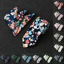 2入組男士經典6cm(2.36英寸)花卉印花領帶＆口袋方巾套裝，採用高級柔軟材質手工製作，適用於日常休閒穿著或正式場合如商務會議、婚禮、照片拍攝，同時也是男士的完美禮物 - 領帶與口袋方巾套裝 - 查看 11