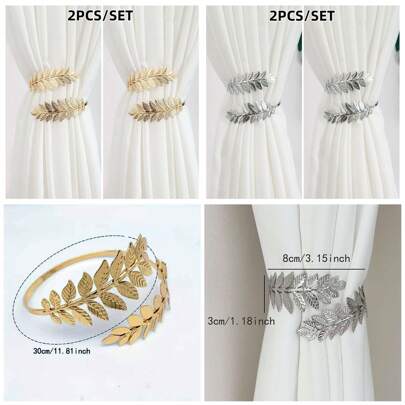 1pc/2pcs Leaf Shaped Window Curtain Tiebacks, Modern Style Home Decoration, Suitable For Window Decorations In Homes, Living Rooms, Bedrooms, Offices