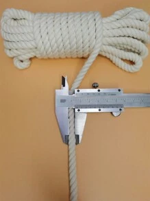 5/6/8毫米宽天然白色棉绳，7毫米黑/红/卡其色涤纶粗绳，适用于节日装饰、手工艺品、礼品包装、装订 - 米色 - 查看 13