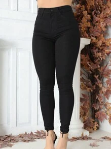 Women Jeans - 黑色 - 查看 1
