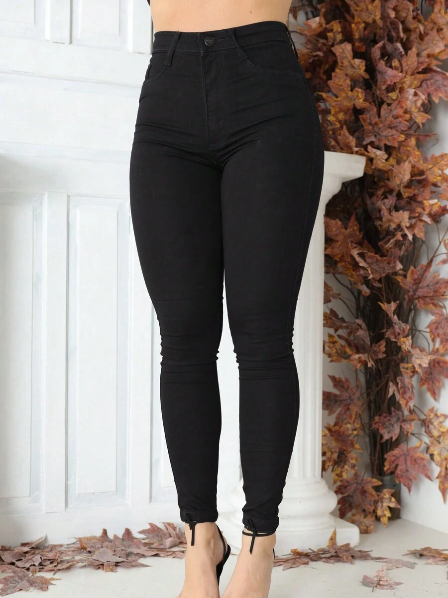 Women Jeans - 黑色 - 查看 1