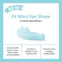 5pairs Lash Lift Shields, Eyelash Lifting Silicone Rods, Soft Curler Reusable Silicone Lower Lash Lift Pads For Lashes Perm - Blue - Blue - View 7