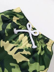 BrownBark Kleine Jungen 2 Stücke Dinosaurier Grafik Muster Weste + Camouflage Shorts Set, lässig bequem süß, Sommer Outfit, geeignet für Alltag und Outdoor-Tragen