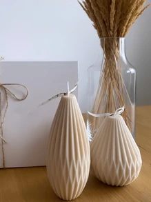 1 件 DIY 蜡烛硅胶模具梨形线条和条纹蜡烛硅胶模具几何肥皂硅胶模具手工工艺粘土模具 - 白色 - 查看 6