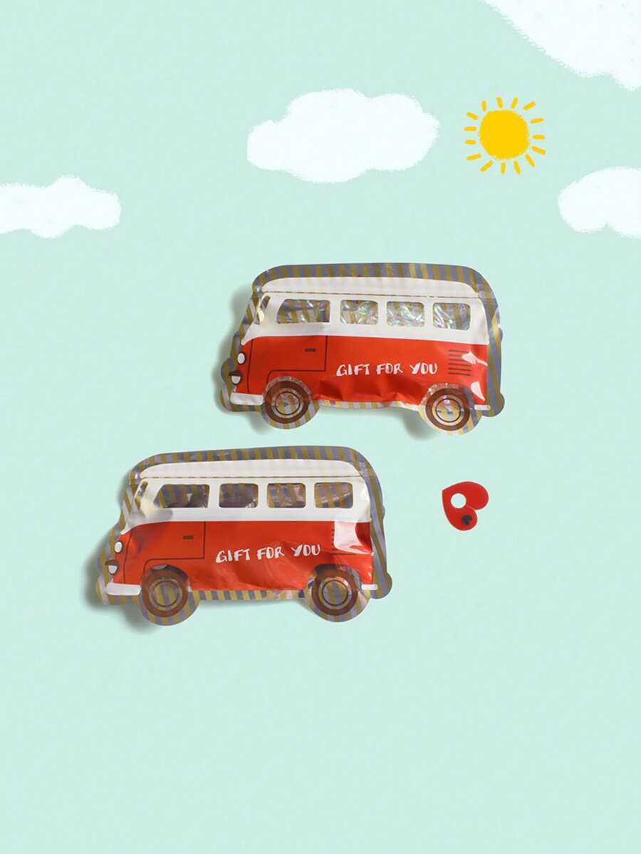 20pcs/Set- Candy Bags For Party, Car & Bus Shaped Sealing Bags, Kitchen Biscuit Bags - Red and White - View 1