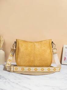 Bolso tipo cubo retro para mujeres, bolso cruzado con correa, bolso hobo con correa de guitarra y correas de bolso bordadas anchas para mujeres, ¡perfecto para bolsos cruzados, bolsas de gimnasio, bolsas y más!