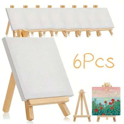 6 Packs Wooden Canvas Easel Art Drawing Board Frames For DIY Painting Back To School