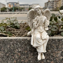 1pc Resin Angel Ornament For Decorating Garden, Home And Yard - White - View 2