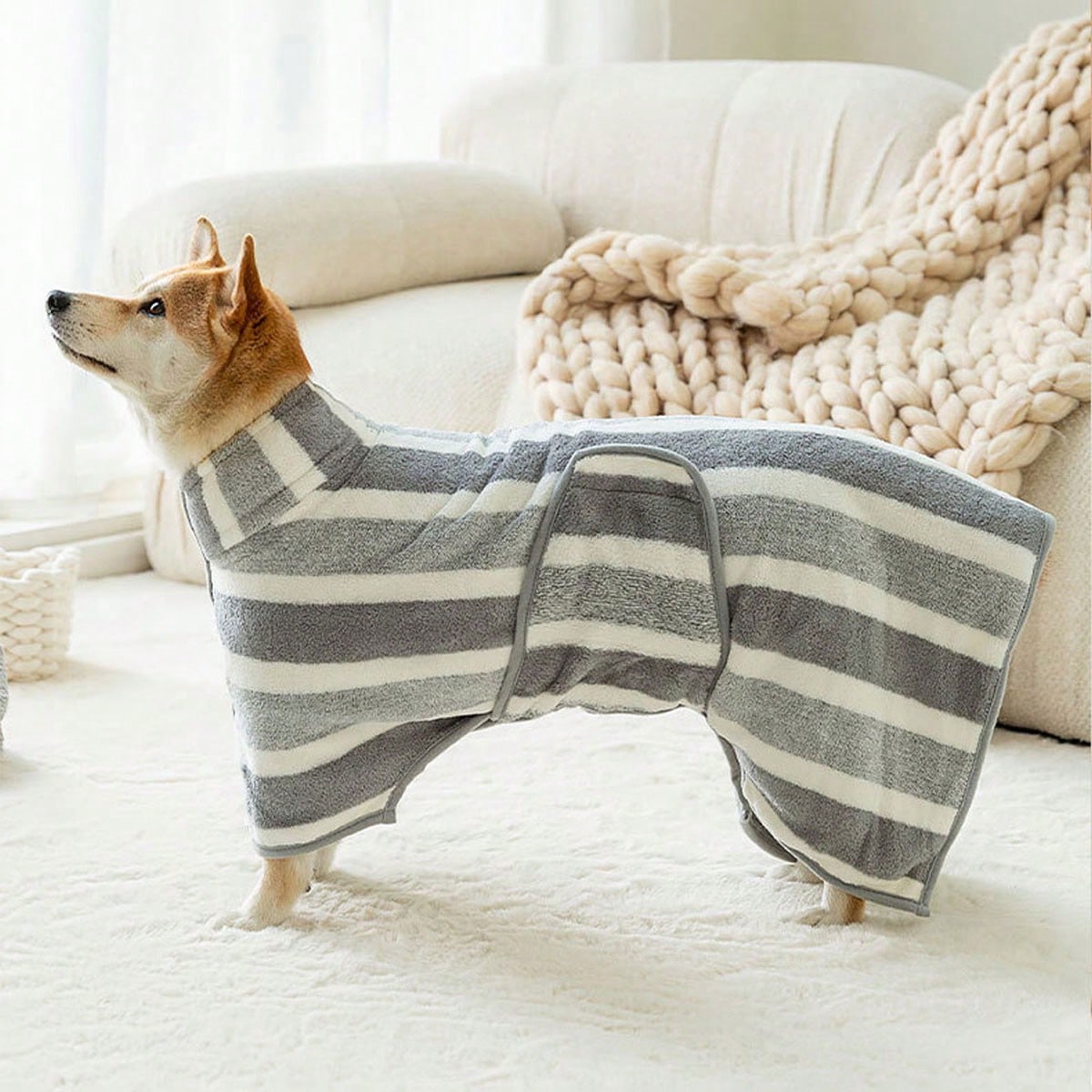 Toalla de baño para perros de 1 pieza, de secado rápido, suave, bata de baño para limpieza de perros y gatos de tamaño mediano a grande