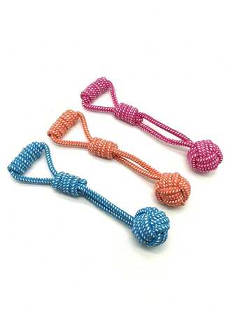 7-tums medelstor hundleksak av bomullsrep, hållbar knuten tugg- och dragleksak för hundar, slumpmässig färg