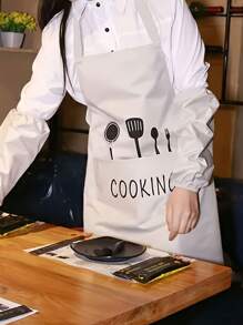 1 Pc Durable Chef's Apron- Waterproof, Oil-Resistant With Pockets- Unisex Kitchen Wear,Stylish Protection For Cooking Enthusiasts