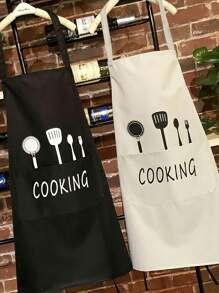 1 Pc Durable Chef's Apron- Waterproof, Oil-Resistant With Pockets- Unisex Kitchen Wear,Stylish Protection For Cooking Enthusiasts