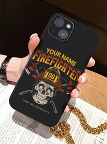 1 个定制名称和文字消防员手机壳，个性化消防员 iPhone 手机壳，消防员骷髅头盔手机壳，iPhone 系列，适用于 iPhone Pro/Pro Max/X/XR/XS/XS Mini/Max 的手机壳，TPU iPhone 手机壳，送给消防员的有意义的礼物，适合送给朋友，非常适合情人节、生日和周年纪念日 - 黑色 - 查看 2
