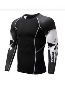 Áo thun thể thao dài tay ôm sát kiểu bạn trai dành cho nam, nhanh khô, thích hợp cho mùa thu và mùa đông, áo nén kiểu bạn trai màu đen cho mùa xuân. - màu đen - Xem 2