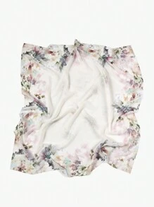 1 Stück Frühlings-/Sommer-bedrucktes, mehrfarbiges, florales Muster 110cm Quadrat Schal Hijab Bandana Haarband Winter Herbst für Frauen Abaya Verschleierte Kleidung