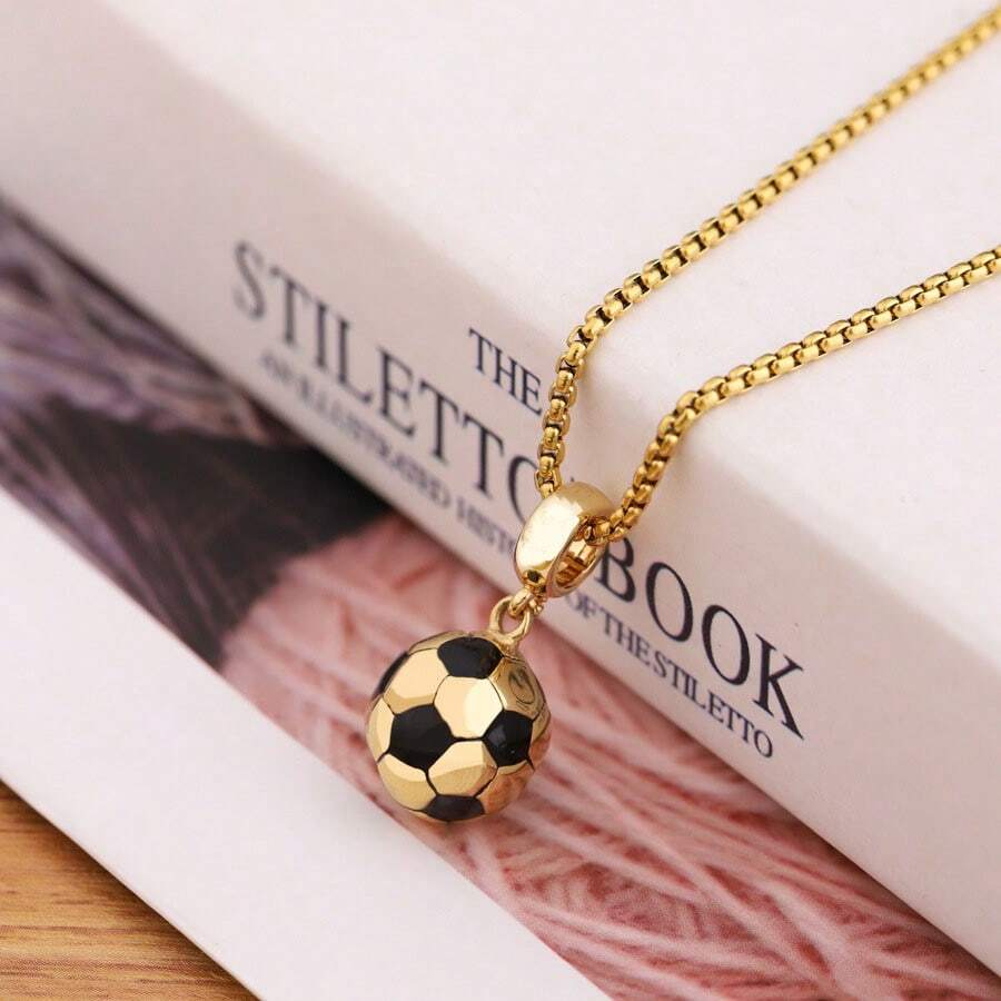 1PC Nam Cá Tính Bóng Đá Vòng Cổ, World Cup Bóng Đá Thể Thao Series Trang Sức, Châu Âu Và Hoa Kỳ Phong Cách Sáng Tạo Bóng Đá Mặt Dây Chuyền - Vàng - Xem 1