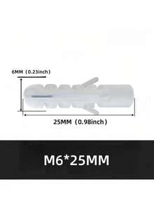 180pcs M6/M8 White Ribbed Plastic Drywall Anchors, Wall Plug Bolts Expansion Bolt For Wallboard Concrete Pictured Hanging, Fixing Rubber Plug - White - View 8